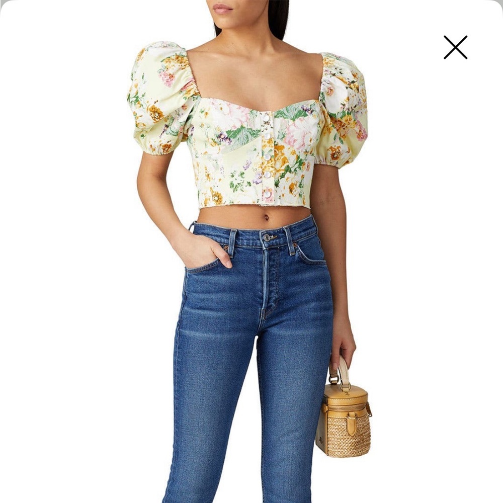 For Love and Lemons Chamomile Denim Crop Top
